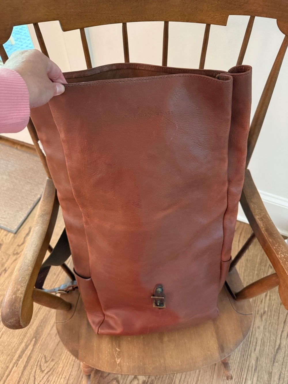 WP Standard Roll-Top Backpack - Brown Leather Army Vintage Style - Picture 3 of 6